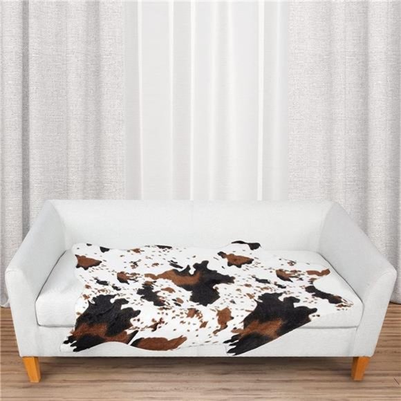 Cowhide Rug Cute Cow Print Rug Western Decor for Living Room Bedroom Faux Carpet - Picture 5 of 6